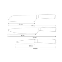 Shinrai Knives - Hammered RVS 3-delige Messenset - Koksmes + Santoku + Schilmes