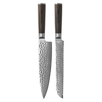 Shinrai Knives - Hammered Damast BR 2-delige Messenset - Koksmes + Broodmes