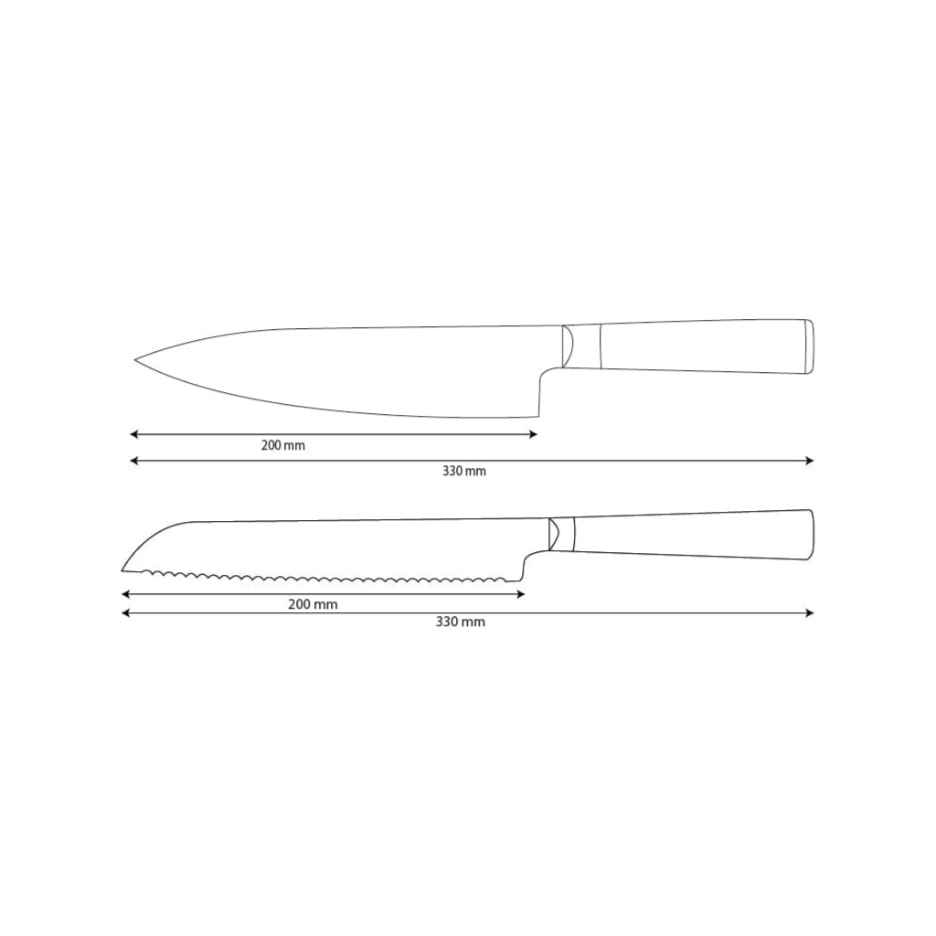 Shinrai Knives - Hammered Damast BR 2-delige Messenset - Koksmes + Broodmes