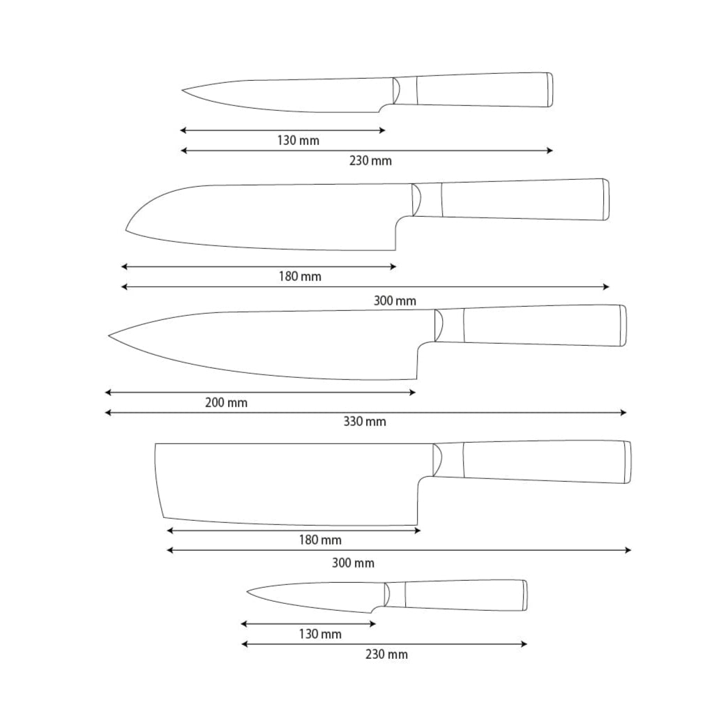 Shinrai Knives - Hammered Damast BR 5-Delige Messenset