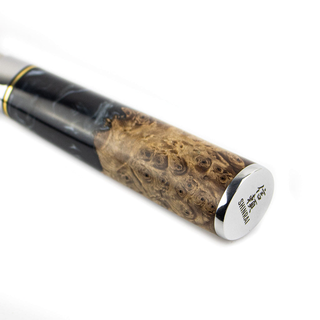 Shinrai Japan - Ensemble de couteaux Damas 6 pièces Epoxy Onyx + bloc de couteaux magnétique Scalae - Bois d'acacia