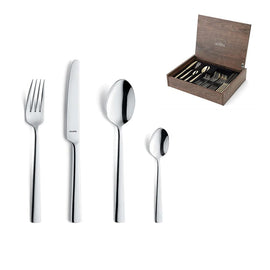 Amefa - Ménagère Moderno 24 pièces - Argent Amefa - Moderno 24-delige Bestekset in Luxe Houten Kist - Zilver Bestekset Amefa