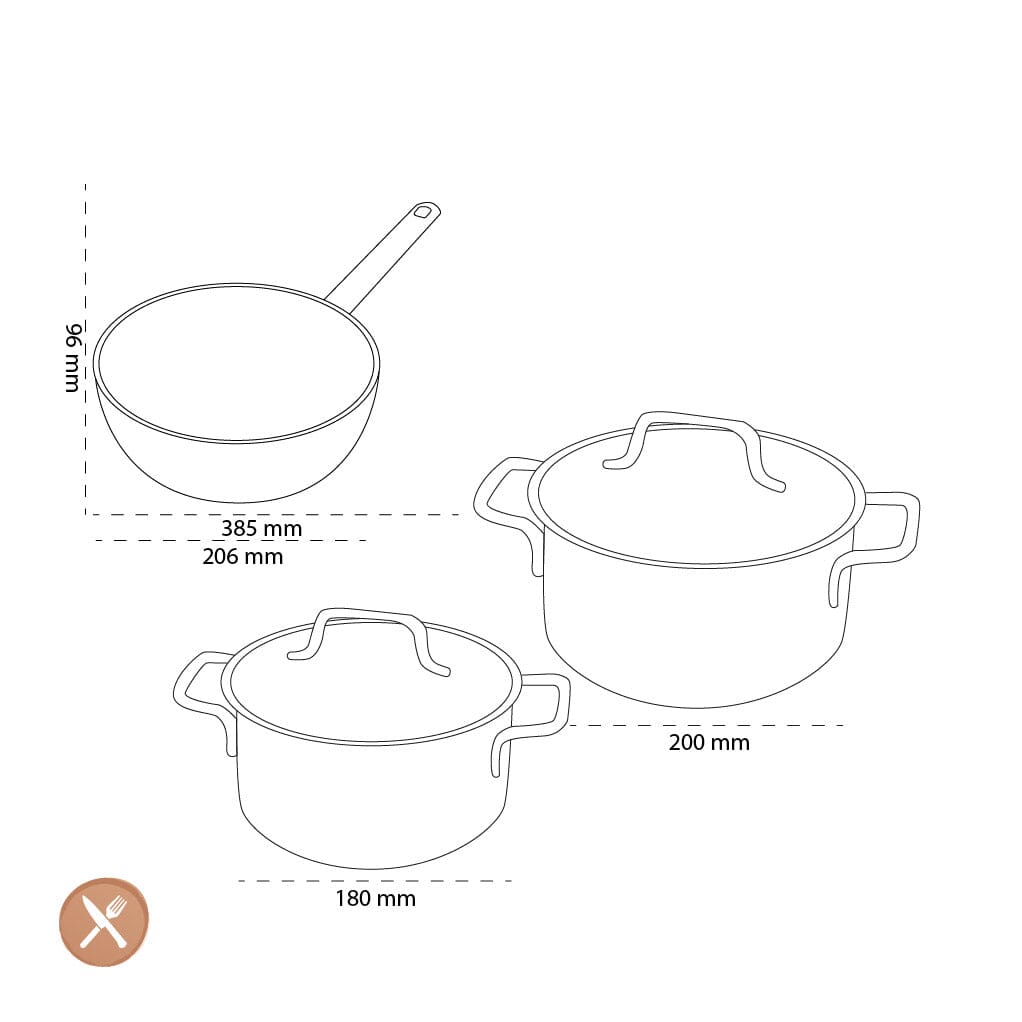 Demeyere - Apollo 7 Startset 3-delig Pannenset Demeyere