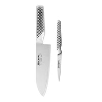 Global - G-4615 Ensemble de 2 couteaux Couteau Santoku + Couteau d'office Global