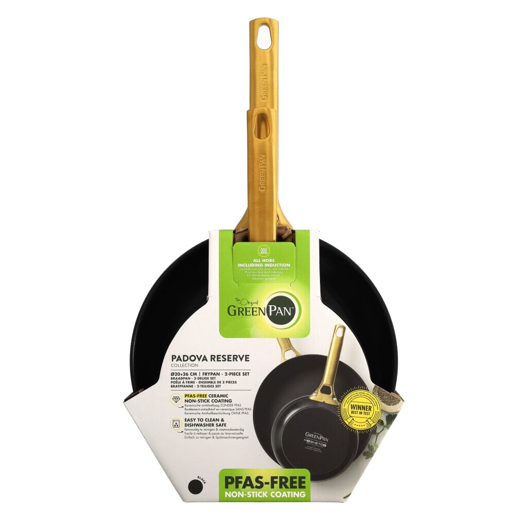 GreenPan - Padova Reserve Black 2-delige pannenset met keramische antiaanbaklaag 20/26 cm Pannenset GreenPan