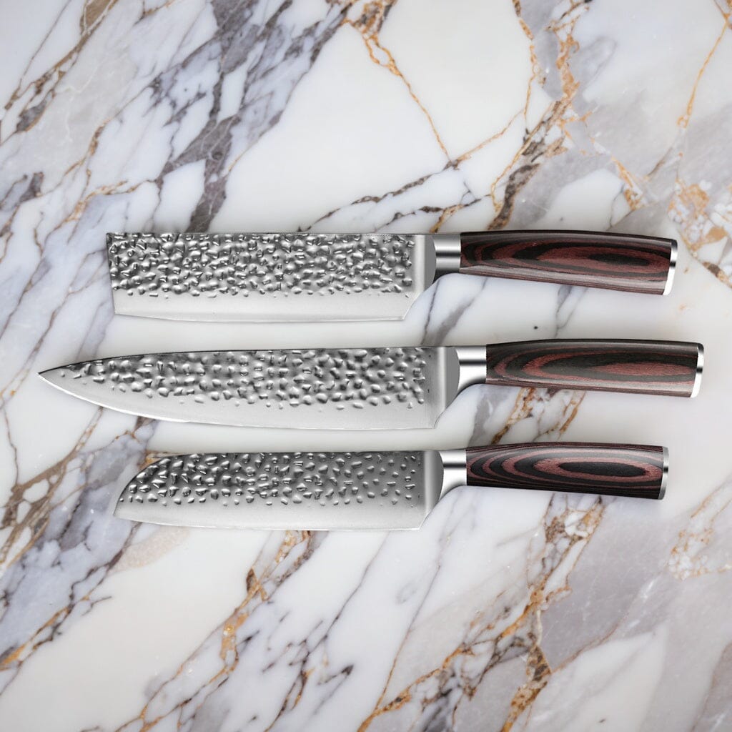Hammered RVS Series - 3-delige messenset Messensets Shinrai Japan