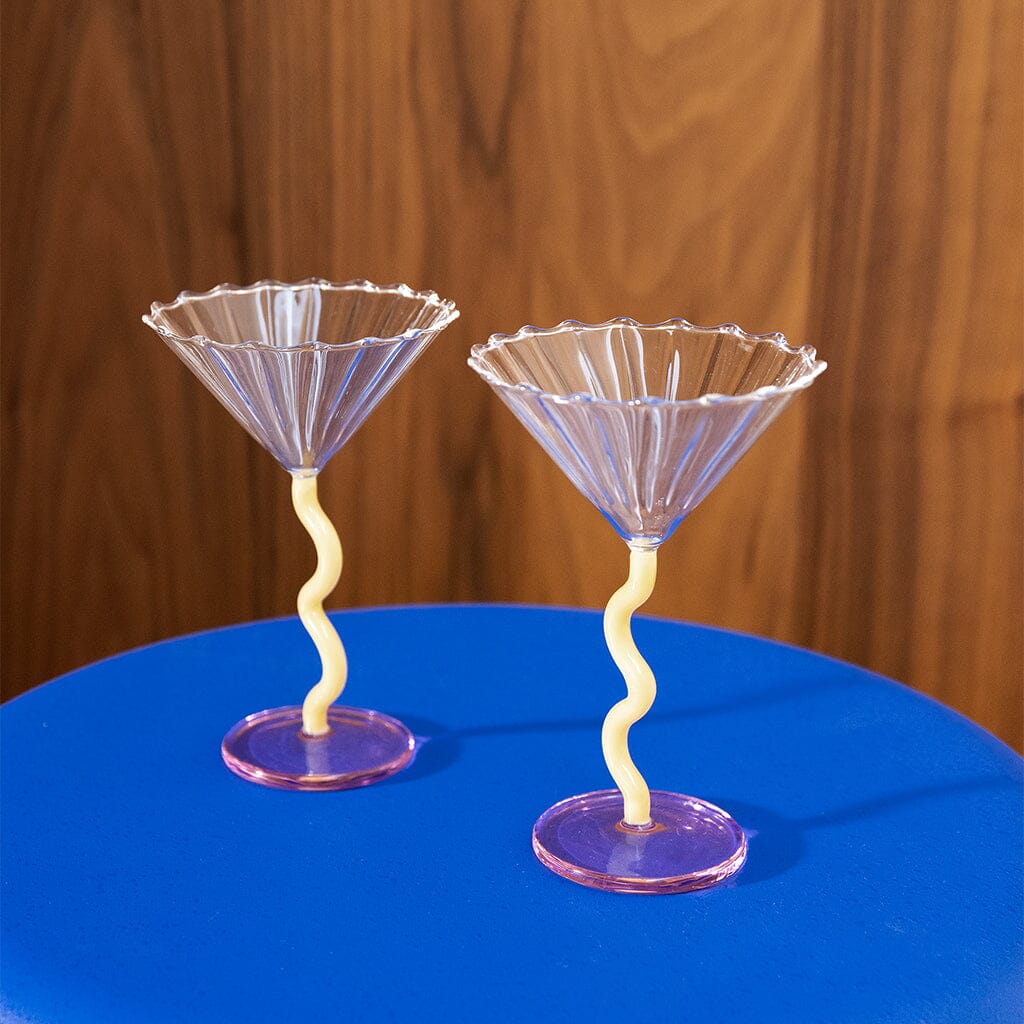 &Klevering - Coupe curve karamel set van 2 Cocktail glazen &Klevering