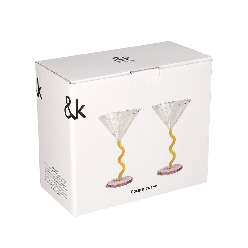&Klevering - Coupe curve karamel set van 2 Cocktail glazen &Klevering