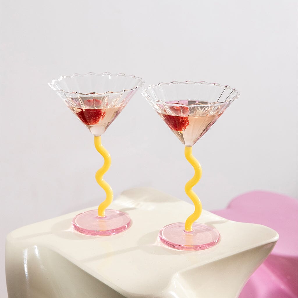&Klevering - Coupe curve karamel set van 2 Cocktail glazen &Klevering