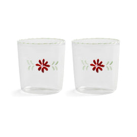 &Klevering - Glas flora rood set van 2 &Klevering - Glas flora rood set van 2 Drinkglazen &Klevering