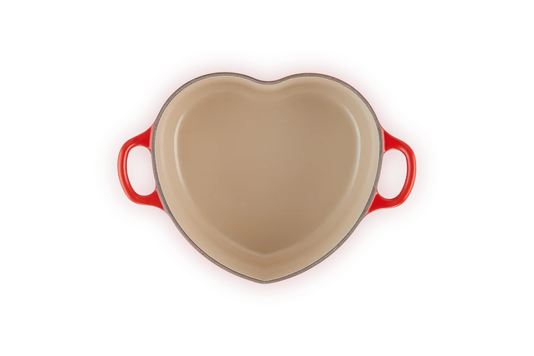 Le Creuset - Braadpan "Hart" in Geëmailleerd Gietijzer met RVS Hartjesknop Braadpan Le Creuset