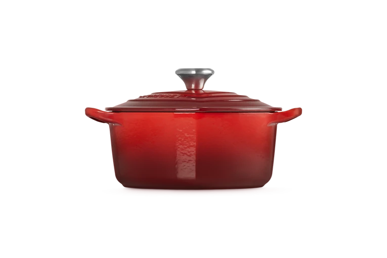 Le Creuset - Braadpan "Hart" in Geëmailleerd Gietijzer met RVS Hartjesknop Braadpan Le Creuset