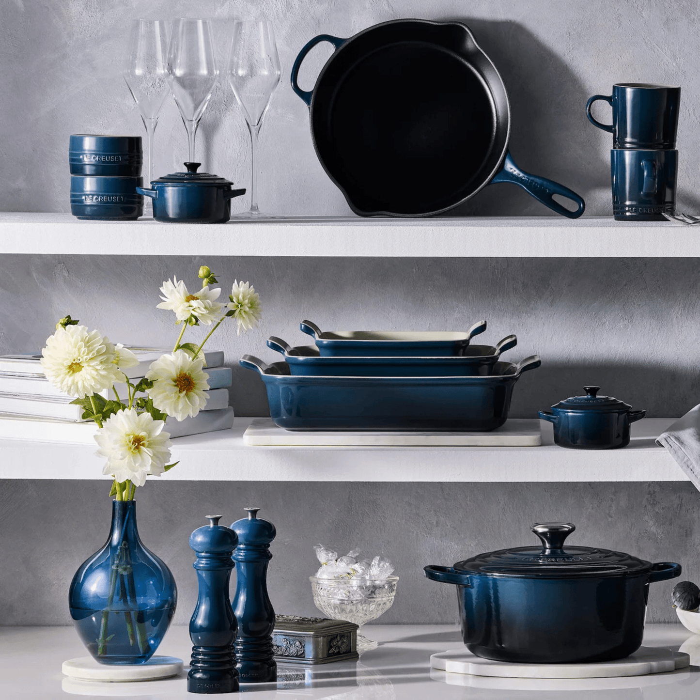 Le Creuset - Braadpan Rond in Geëmailleerd Gietijzer - Nuit - 28 cm Braadpan Le Creuset