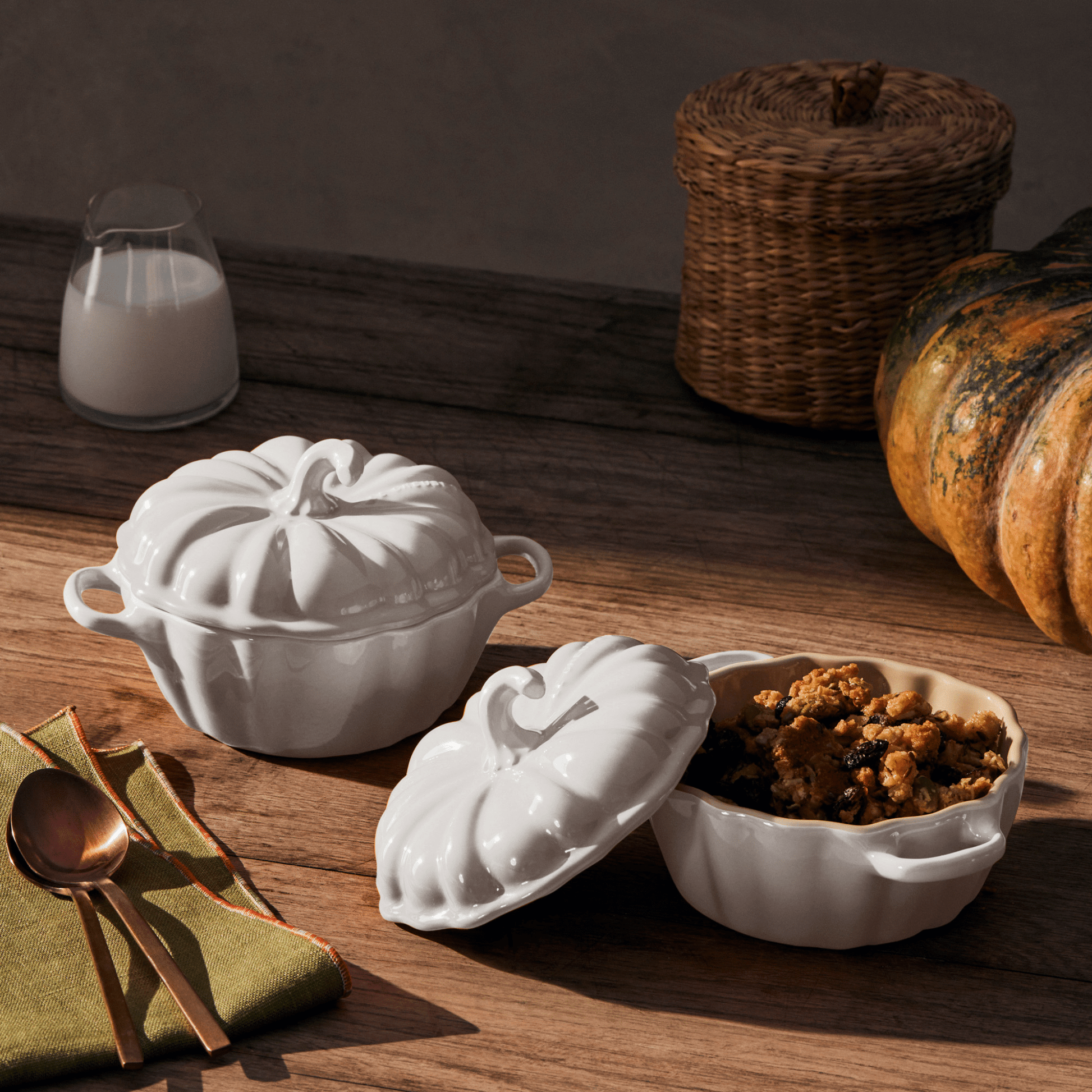 Le Creuset - Mini-braad/Stoofpan Pompoen Wit 0,35 L Le Creuset