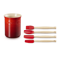 Le Creuset - Coffret de spatules haut de gamme 5 pièces, rouge cerise, Le Creuset