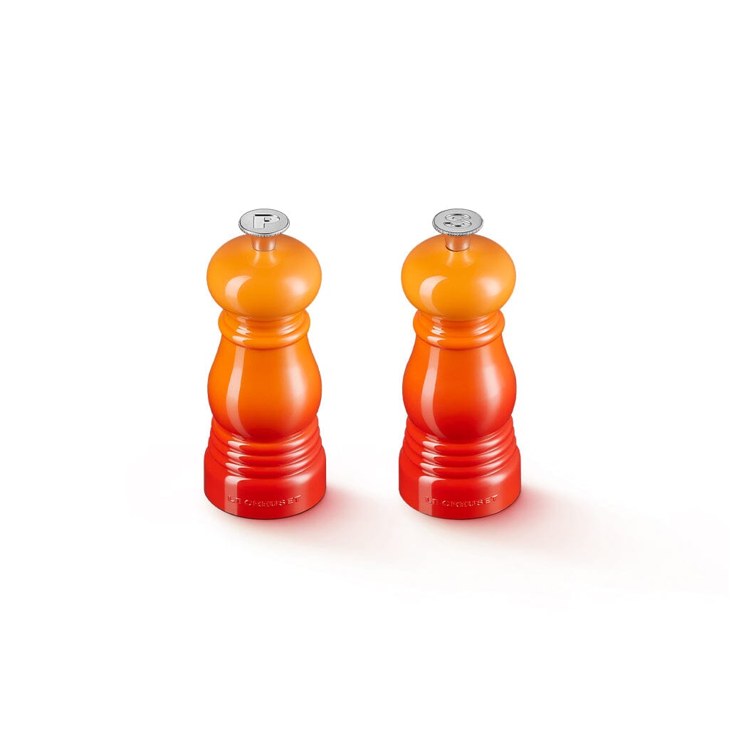 Le Creuset - Set van 2 Kleine Molens Oranjerood 11cm Peper- en Zoutmolen set Le Creuset