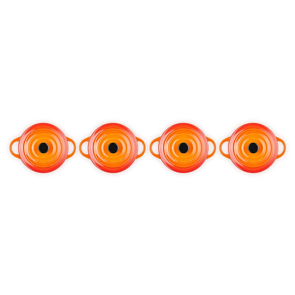 Le Creuset - Set van 4 Mini-Braadpannen Oranjerood 10cm 0,25l Pannenset Le Creuset