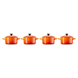 Le Creuset - Set van 4 Mini-Braadpannen Oranjerood 10cm 0,25l Le Creuset - Set van 4 Mini-Braadpannen Oranjerood 10cm 0,25l Pannenset Le Creuset