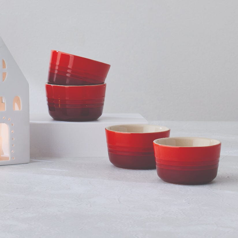 Le Creuset - Set van 4 Mini-Ramekins Kersenrood 7,8cm 0,1l Schalen Le Creuset