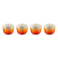 Le Creuset - Set van 4 Mini-Ramekins Oranjerood 7,8cm 0,1l Schalen Le Creuset