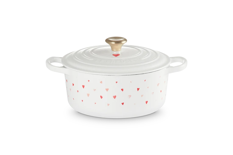 Le Creuset - Stoofpan Rond met Hartmotief in Geëmailleerd Gietijzer Braadpan Le Creuset