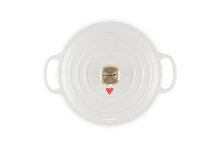 Le Creuset - Stoofpan Rond met Hartmotief in Geëmailleerd Gietijzer Braadpan Le Creuset