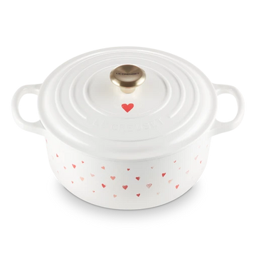 Le Creuset - Stoofpan Rond met Hartmotief in Geëmailleerd Gietijzer Braadpan Le Creuset