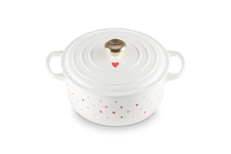 Le Creuset - Stoofpan Rond met Hartmotief in Geëmailleerd Gietijzer Braadpan Le Creuset