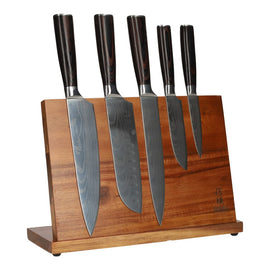 Shinrai Knives - Damascus Print 5-delig + Magnetisch Messenblok Enkelzijdig Shinrai Japan - Damascus Print 5-delig + Magnetisch Messenblok Enkelzijdig Messenset met blok Shinrai Japan