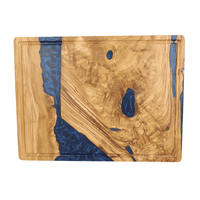 Shinrai Japan - Epoxy Sapphire Snijplank Olijfhout - 40 x 30 x 3 cm Houten snijplank Shinrai Japan