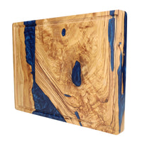 Shinrai Japan - Epoxy Sapphire Snijplank Olijfhout - 40 x 30 x 3 cm Houten snijplank Shinrai Japan