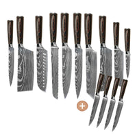 Shinrai Knives - Damascus Print 14-delige Messenset - Master collection XXL set Messenset Shinrai Knives
