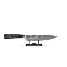 Shinrai Knives - Damascus Print Epoxy Onyx Koksmes 20 cm Shinrai Knives - Damascus Print Epoxy Onyx 3-delige Messenset - Koksmes + Nakiri + Schilmes Messenset Shinrai Knives