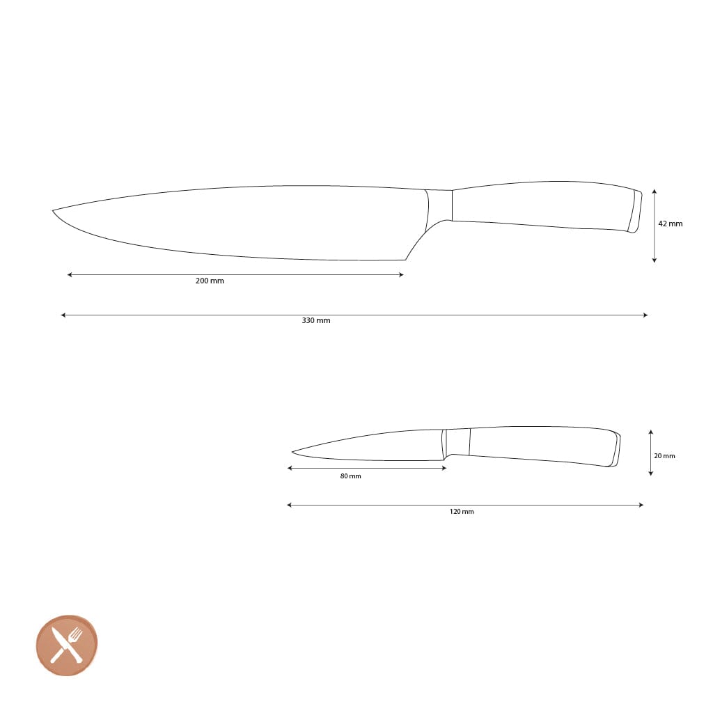 Shinrai Knives - Damascus Print Epoxy Sapphire 2-delige Messenset - Koksmes + Schilmes Messenset Shinrai Knives