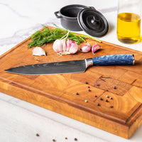 Shinrai Knives - Damascus Print Epoxy Sapphire 2-delige Messenset - Koksmes + Schilmes Messenset Shinrai Knives