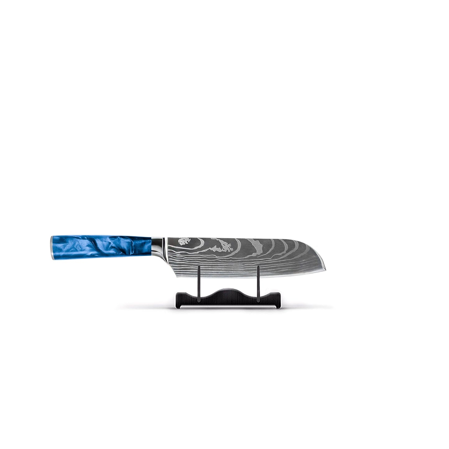 Shinrai Knives - Damascus Print Epoxy Sapphire Santoku mes 13 cm Santokumes Shinrai Knives