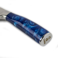 Shinrai Knives - Damascus Print Epoxy Sapphire Santoku mes 18 cm Santokumes Shinrai Knives