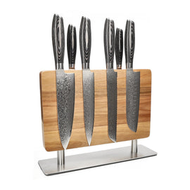 Shinrai Knives - Damast Pakka Wood 6-delige Messenset + Messenblok Stans Shinrai Knives - Damast Pakka Wood 6-delige Messenset + Messenblok Stans Messenset met blok Shinrai Knives