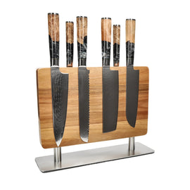 Shinrai Knives - Epoxy Onyx 6-delige Messenset + Messenblok Stans Shinrai Knives - Epoxy Onyx 6-delige Messenset + Messenblok Stans Messenset met blok Shinrai Knives