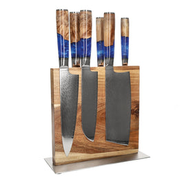 Shinrai Knives - Epoxy Sapphire 6-delige Messenset + Messenblok Cito dubbelzijdig Shinrai Knives - Epoxy Sapphire 6-delige Messenset + Messenblok Cito dubbelzijdig Messenset met blok Shinrai Knives