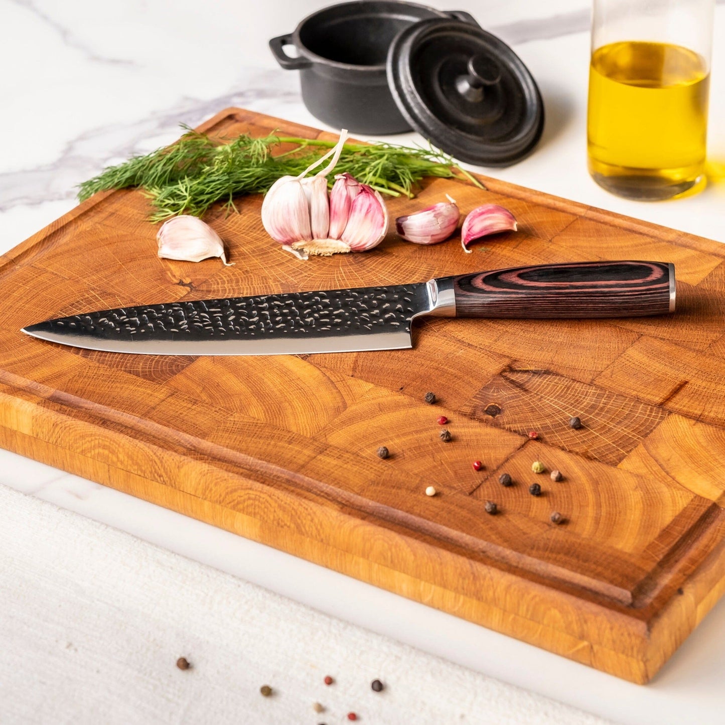 Shinrai Knives - Hammered RVS 3-delige Messenset - Koksmes + Broodmes + Schilmes Messenset Shinrai Knives