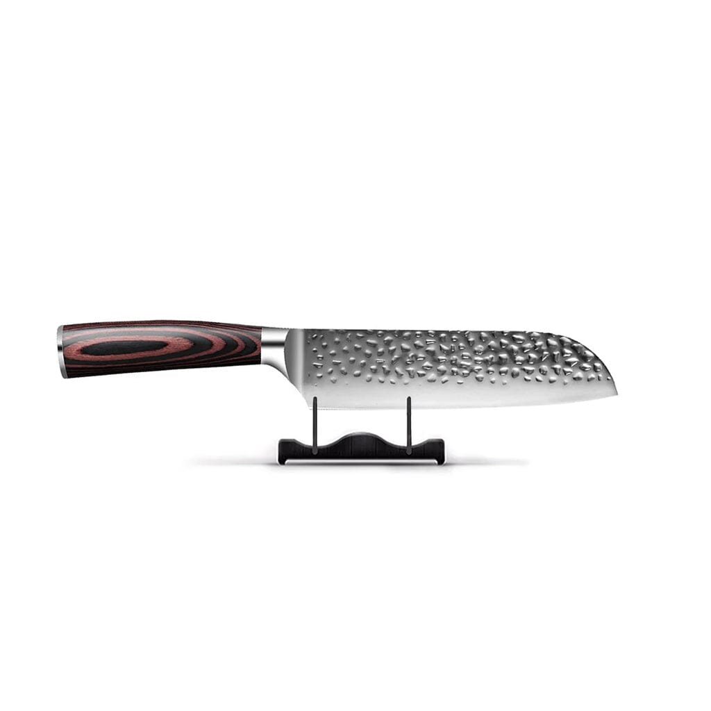 Shinrai Knives - Hammered RVS 5-delige Messenset - Koksmes + Broodmes + Nakiri + Santoku + Schilmes Messenset Shinrai Knives
