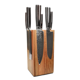 Shinrai Knives - Hammered RVS 6-delige Messenset + Messenblok Rotate Shinrai Knives - Hammered RVS 6-delige Messenset + Messenblok Rotate Messenset met blok Shinrai Knives