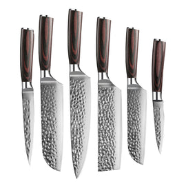 Shinrai Knives - Hammered RVS 6-delige Messenset Shinrai Knives - Hammered RVS 6-delige Messenset Messenset Shinrai Knives