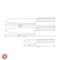 Couteaux Shinrai - Coffret exclusif Kigami en acier damassé 3 pièces - Couteau de chef + Couteau à pain + Couteau d'office