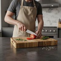 Planche à découper en teck de luxe Shinrai Knives - Bois de bout - 40 x 30 x 4,5 cm