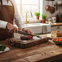Planche à découper de luxe en noyer massif (bois de bout) - Coffret Shinrai Knives - Ensemble de planches à découper en bois Shinrai Knives