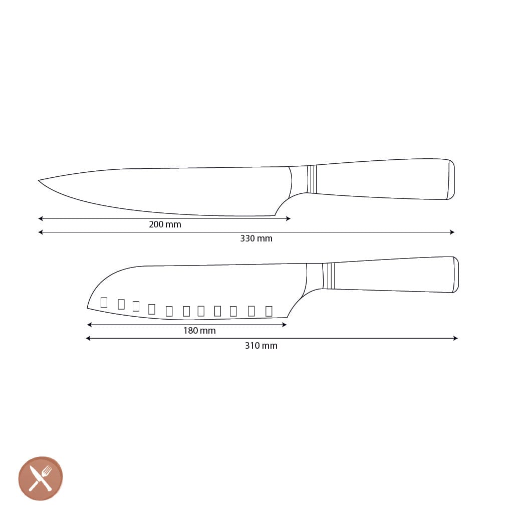 Shinrai Knives - Micarta Jewels 2-delige Damascus Messenset - Koksmes + Santoku Messenset Shinrai Knives
