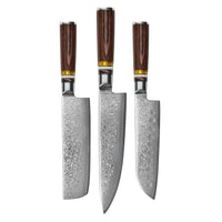 Shinrai Knives - Micarta Jewels 3-delige Messenset - Koksmes + Nakiri + Santoku Messenset Shinrai Knives