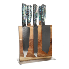 Shinrai Knives - Parelmoer Jewels 5-delige Messenset + Messenblok Cito dubbelzijdig Shinrai Knives - Parelmoer Jewels 5-delige Messenset + Messenblok Cito dubbelzijdig Messenset met blok Shinrai Knives